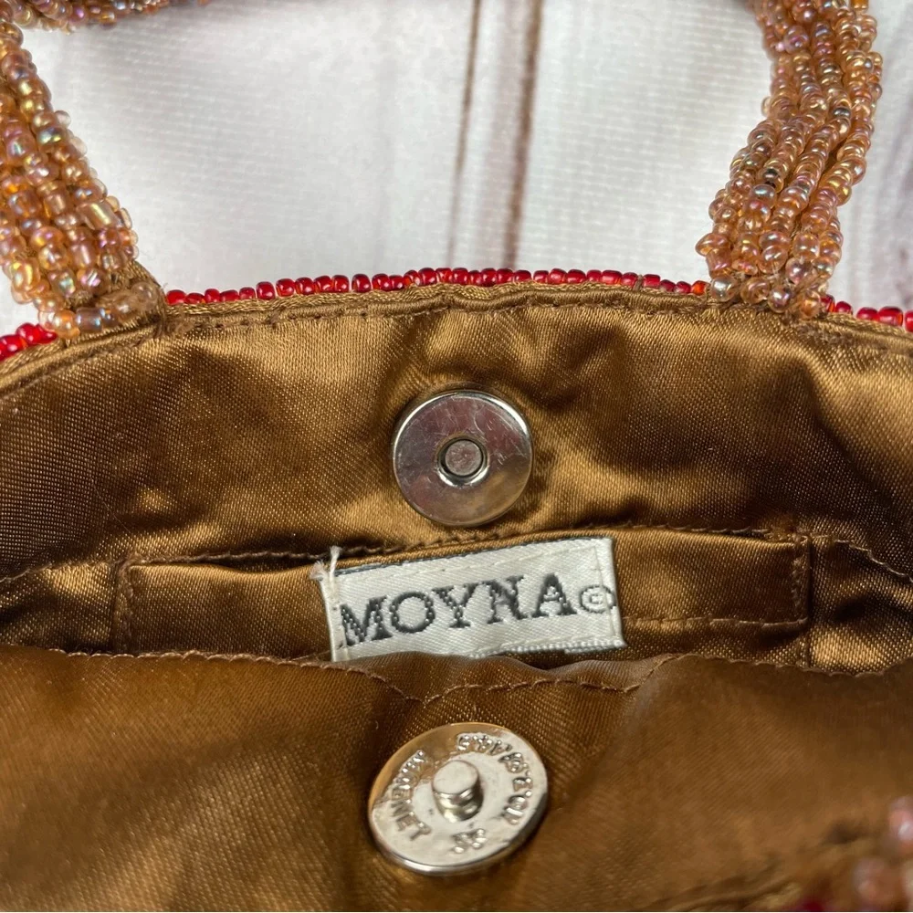 Vintage Moyna Hand Beaded Evening Bag Wristlet Phone Purse Small Sun Seed Pocket - Picture 8 of 12